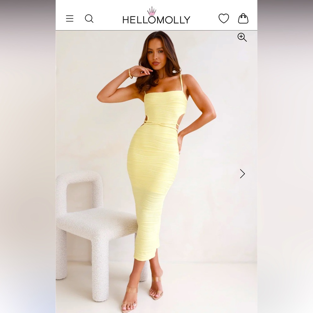 Hello Molly  HORIZONS MIDI DRESS LEMON